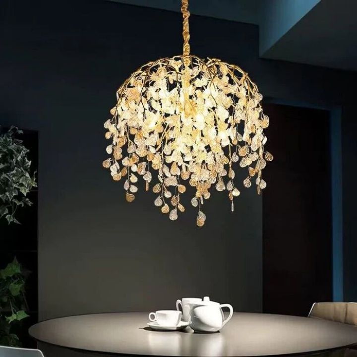 Cathy Branch Glass Leaves Chandelier