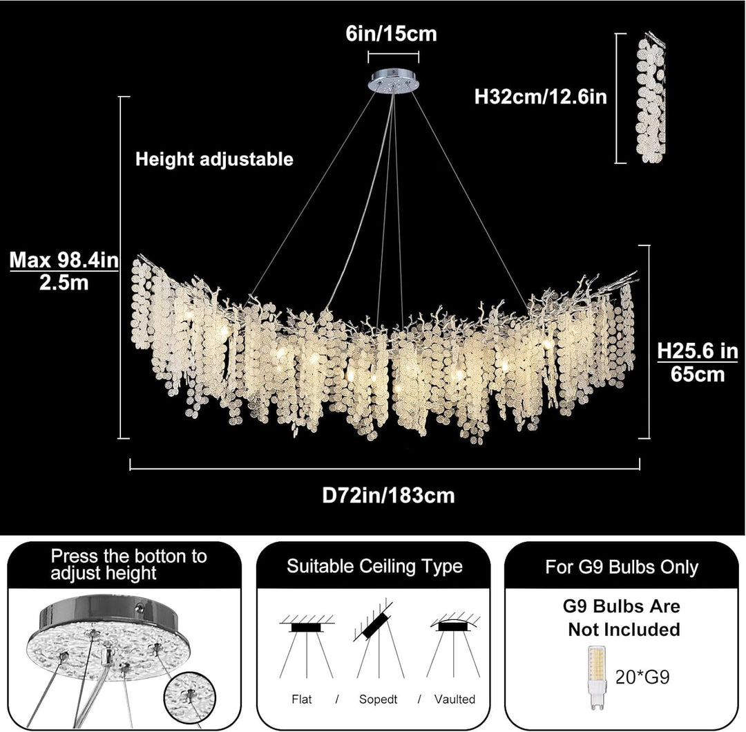 Cathy Crystal Tree Branch Linear Chandelier 72"