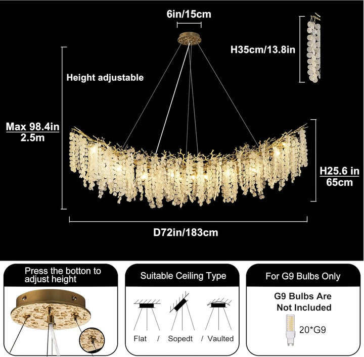 Cathy Crystal Tree Branch Linear Chandelier 72"