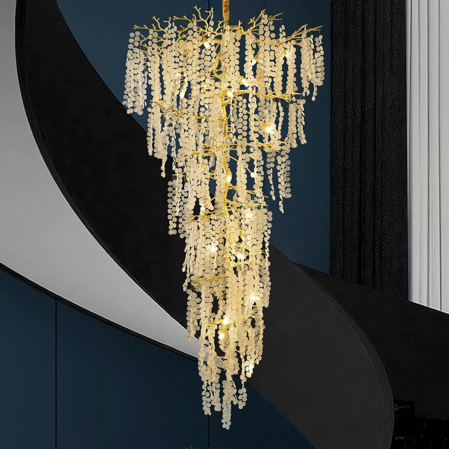 Cathy Modern Crystal Tree Branch Staircase Chandelier 95"