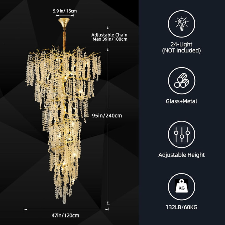 Cathy Modern Crystal Tree Branch Staircase Chandelier 95"