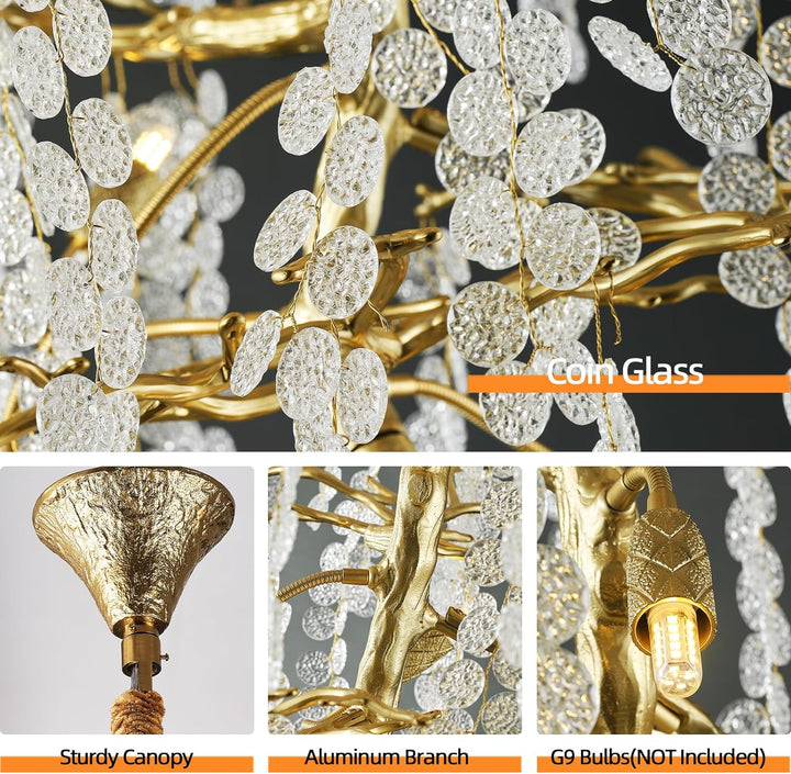 Cathy Modern Crystal Tree Branch Staircase Chandelier 95"