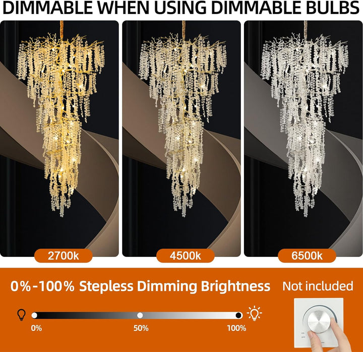 Cathy Modern Crystal Tree Branch Staircase Chandelier 95"