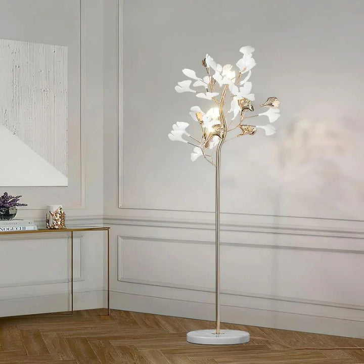 Ceramic Ginkgo Leaf Floor Lamp