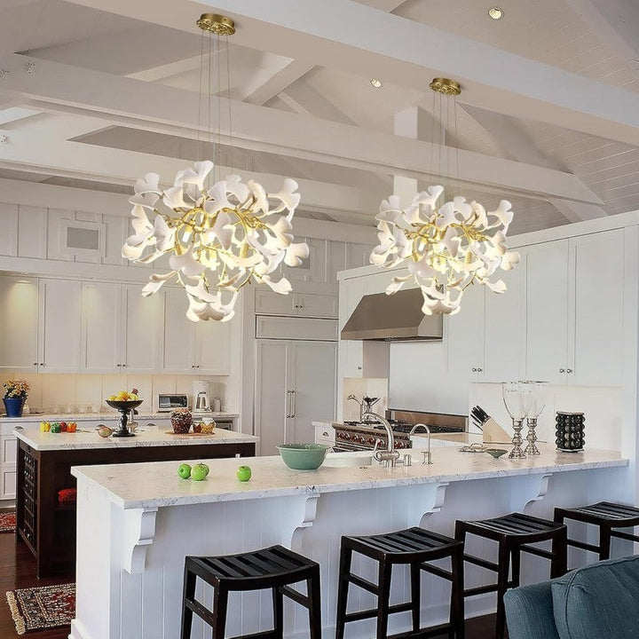 Ceramic Ginkgo Leaf Branches Chandelier