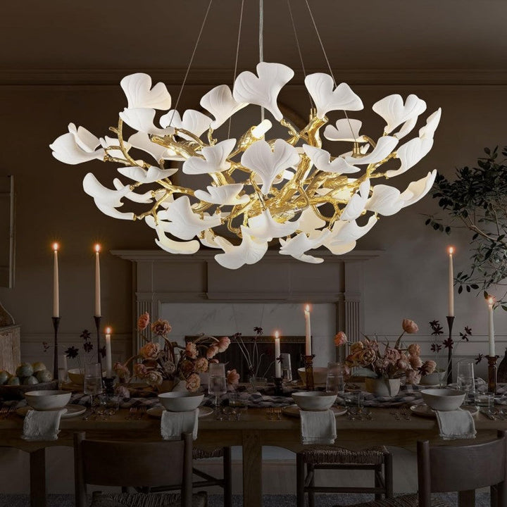 Ceramic Ginkgo Leaf Branches Chandelier