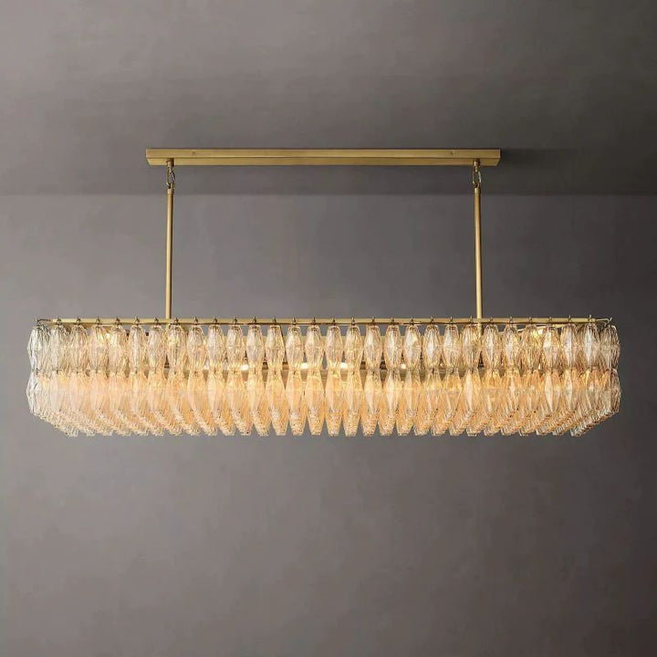 Vicky Clear Glass Rectangular Chandelier 74" For Living Room