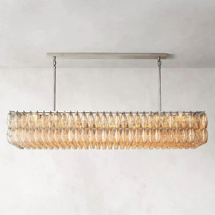 Vicky Clear Glass Rectangular Chandelier 74" For Living Room