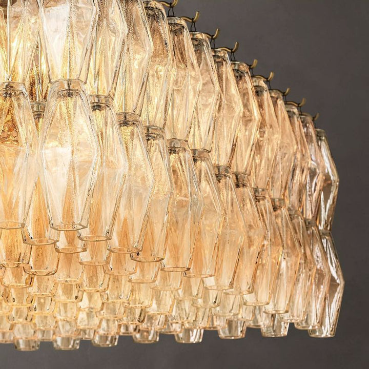 Vicky Clear Glass Rectangular Chandelier 74" For Living Room