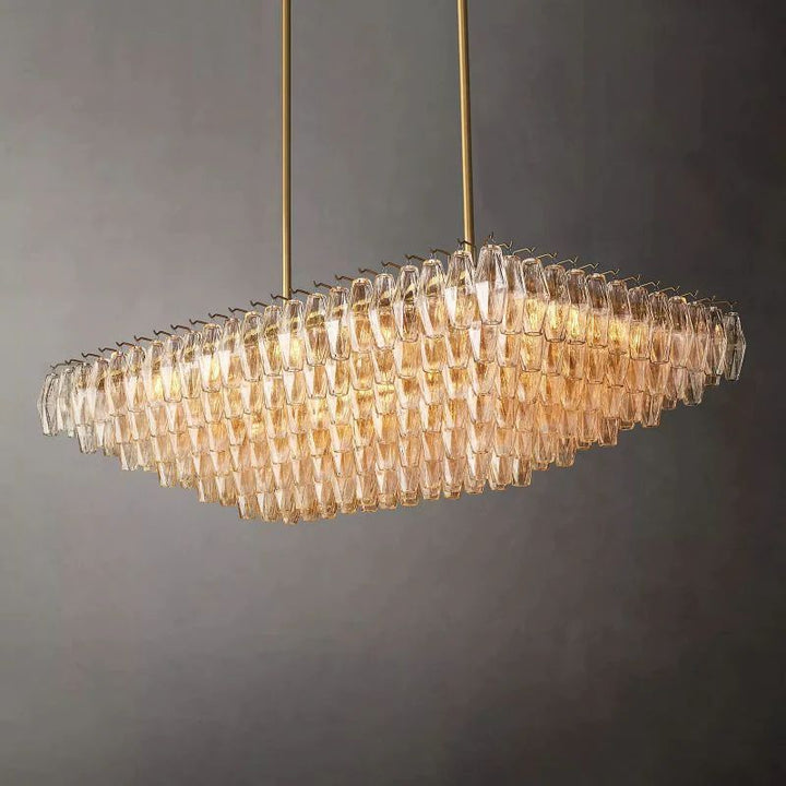 Vicky Clear Glass Tiered Rectangular Chandelier 54" For Living Room