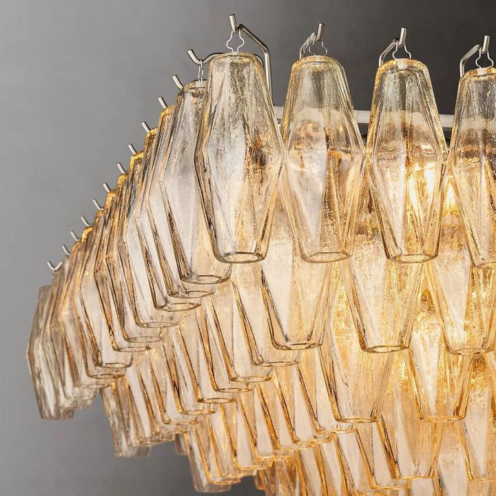 Vicky Clear Glass Tiered Rectangular Chandelier 54" For Living Room