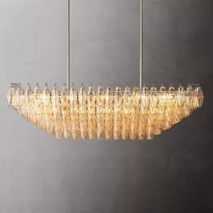 Vicky Clear Glass Tiered Rectangular Chandelier 54" For Living Room