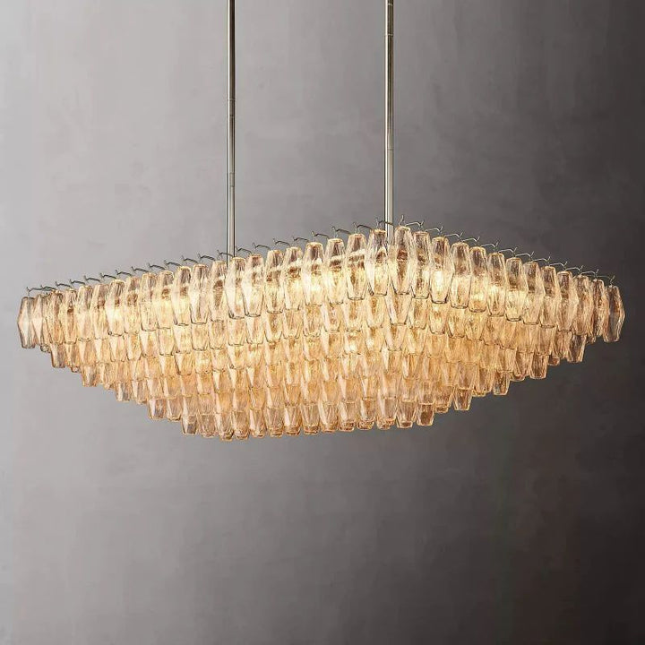 Vicky Clear Glass Tiered Rectangular Chandelier 54" For Living Room