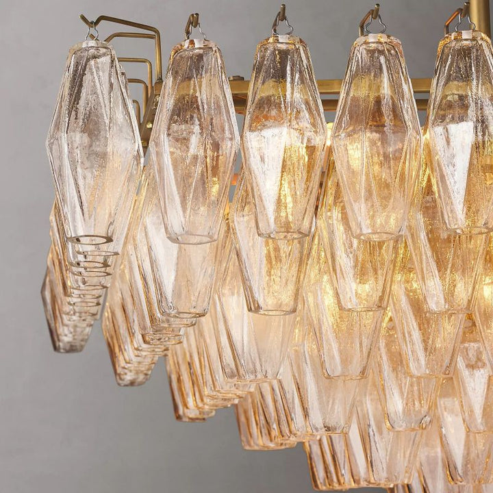 Vicky Clear Glass Tiered Rectangular Chandelier 54" For Living Room