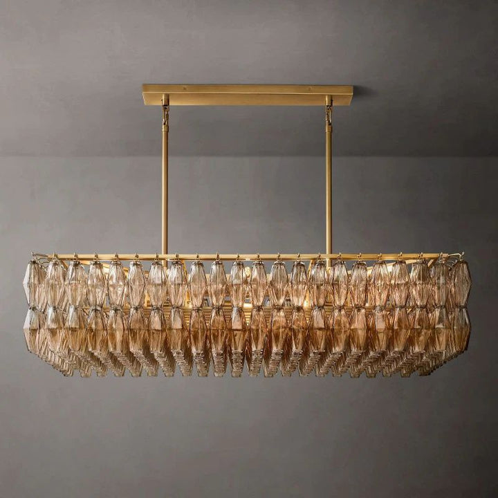 Vicky Glass Rectangular Chandelier 54" For Living Room