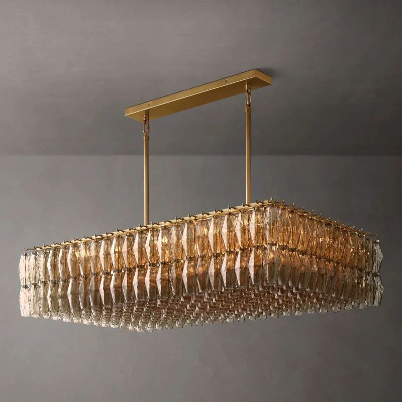 Vicky Glass Rectangular Chandelier 54" For Living Room