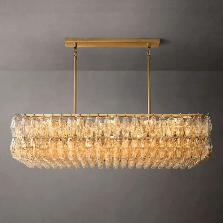 Vicky Glass Rectangular Chandelier 54" For Living Room