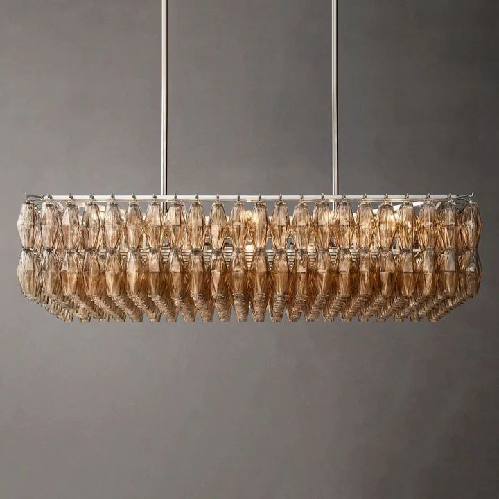 Vicky Glass Rectangular Chandelier 54" For Living Room
