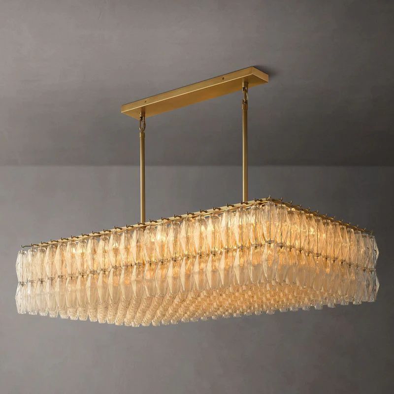 Vicky Glass Rectangular Chandelier 54" For Living Room