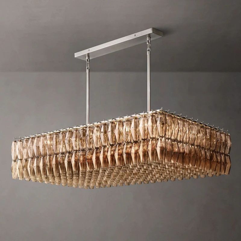 Vicky Glass Rectangular Chandelier 54" For Living Room