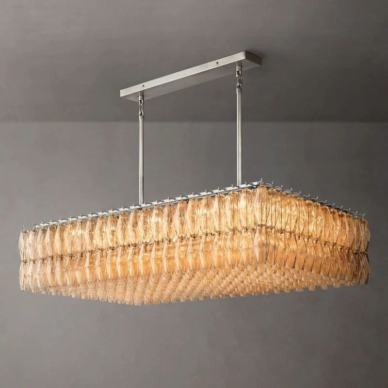 Vicky Glass Rectangular Chandelier 54" For Living Room