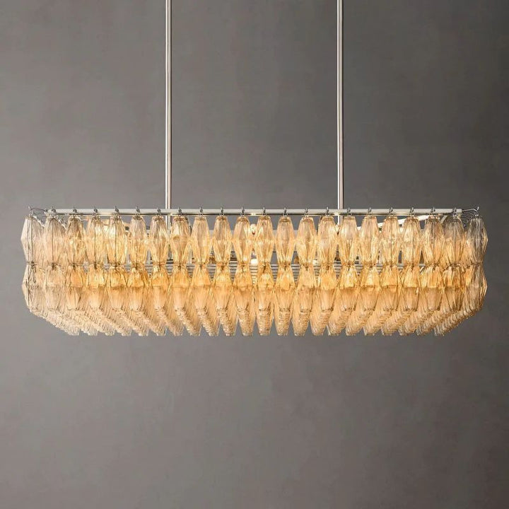 Vicky Glass Rectangular Chandelier 54" For Living Room