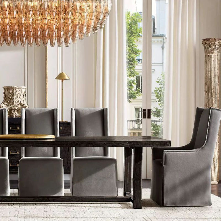 Vicky Smoke Glass Tiered Rectangular Chandelier 54" For Living Room