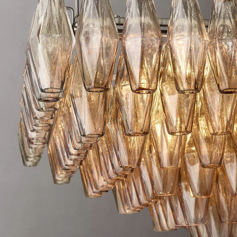 Vicky Smoke Glass Tiered Rectangular Chandelier 54" For Living Room