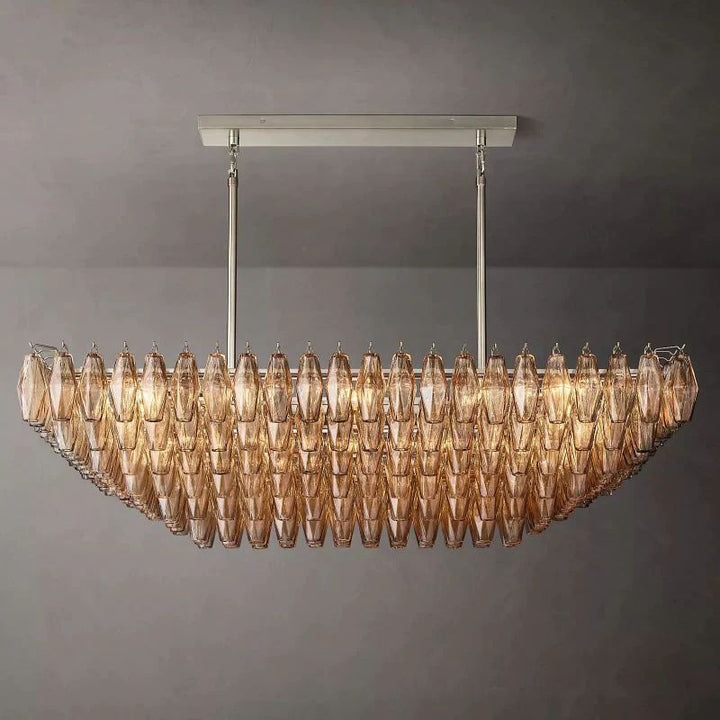 Vicky Smoke Glass Tiered Rectangular Chandelier 54" For Living Room
