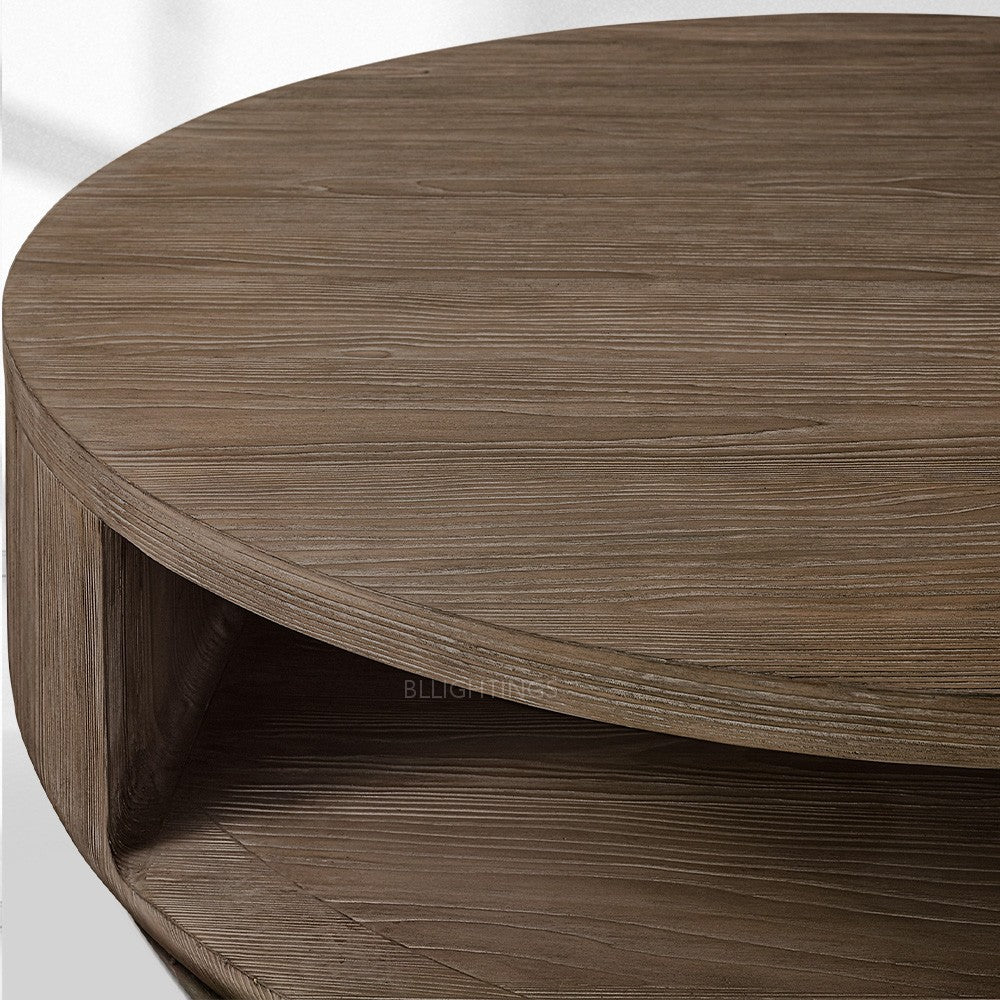 Cira Solid Wood Open Round Coffee Table