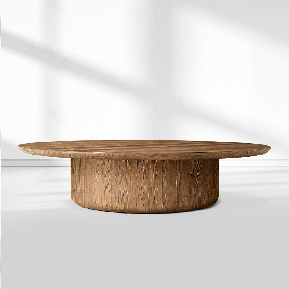 Cira Solid Wood Pedestal Round Coffee Table