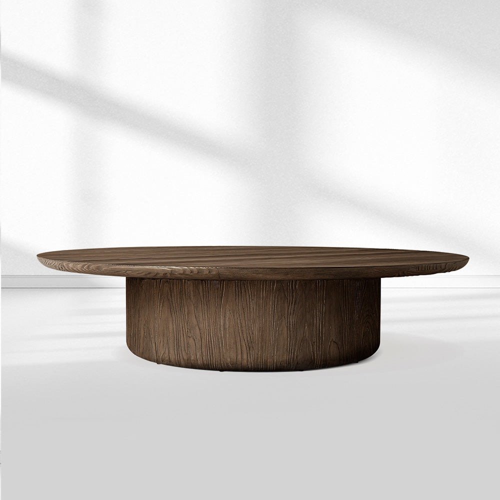 Cira Solid Wood Pedestal Round Coffee Table