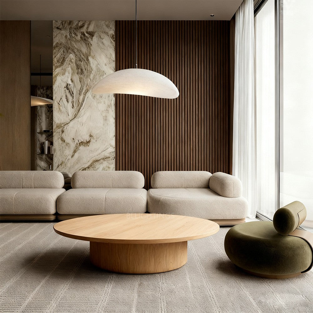 Cira Solid Wood Pedestal Round Coffee Table