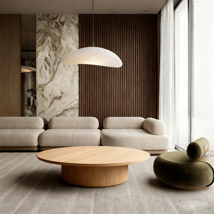 Cira Solid Wood Pedestal Round Coffee Table