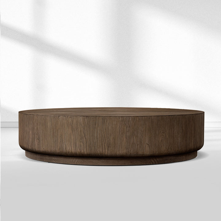 Cira Solid Wood Plinth Round Coffee Table