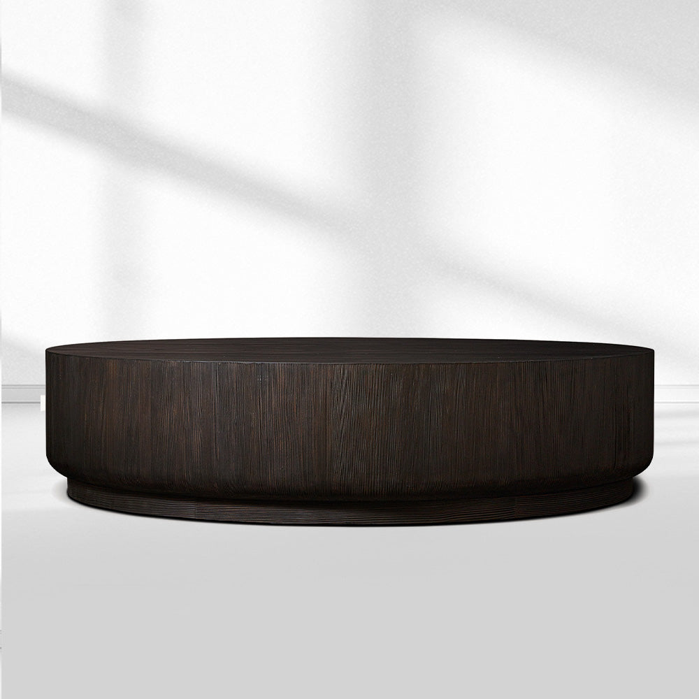 Cira Solid Wood Plinth Round Coffee Table