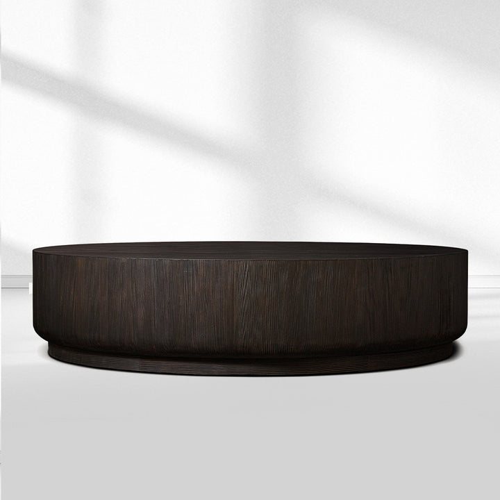 Cira Solid Wood Plinth Round Coffee Table