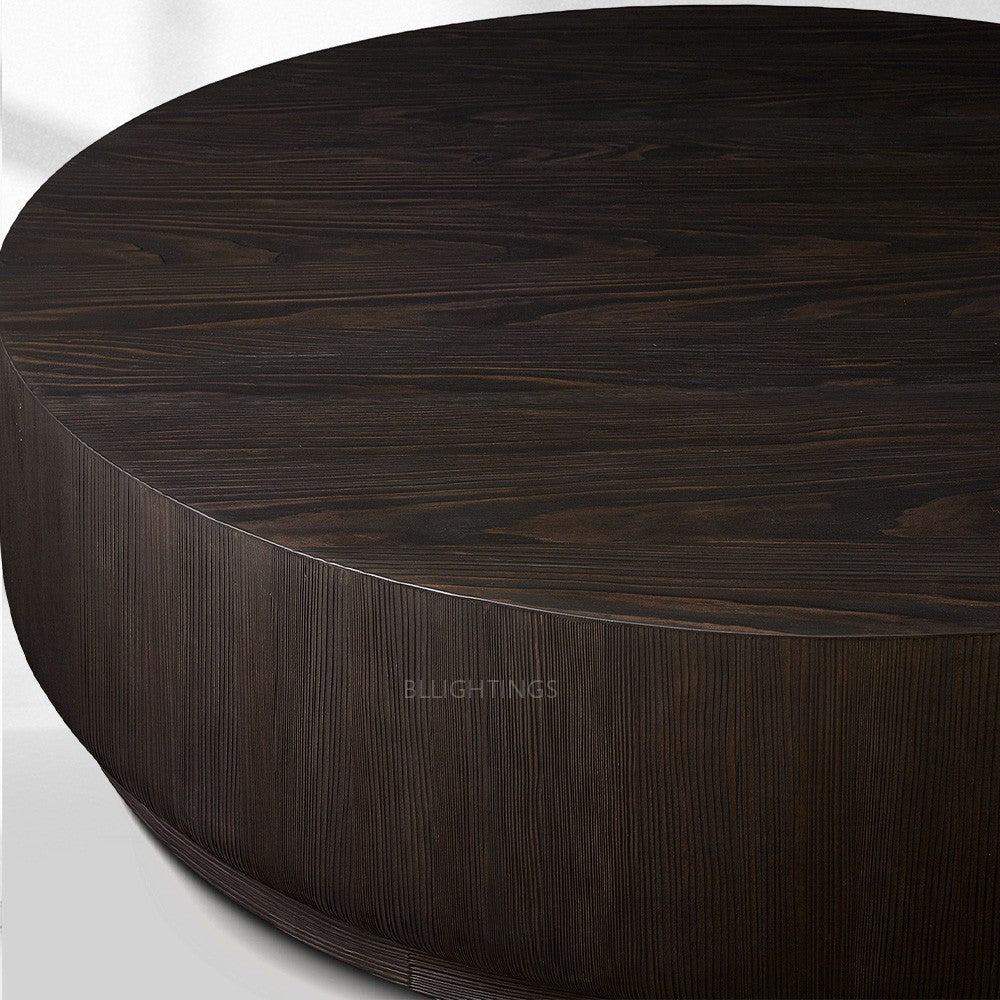 Cira Solid Wood Plinth Round Coffee Table