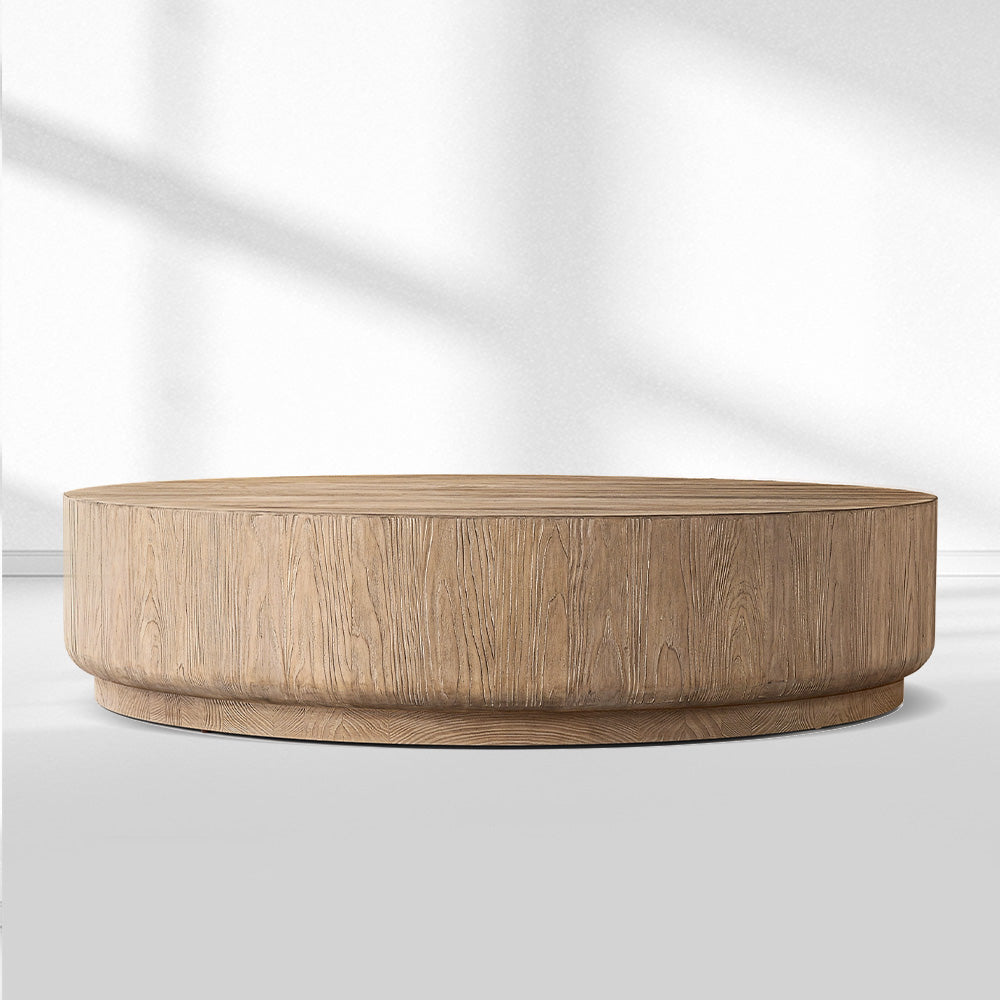 Cira Solid Wood Plinth Round Coffee Table