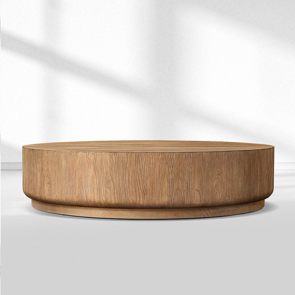 Cira Solid Wood Plinth Round Coffee Table
