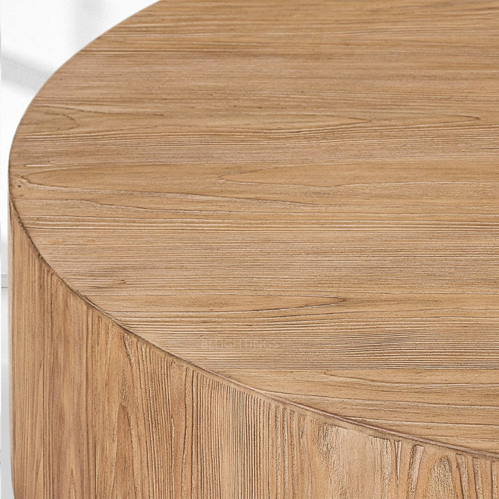 Cira Solid Wood Plinth Round Coffee Table