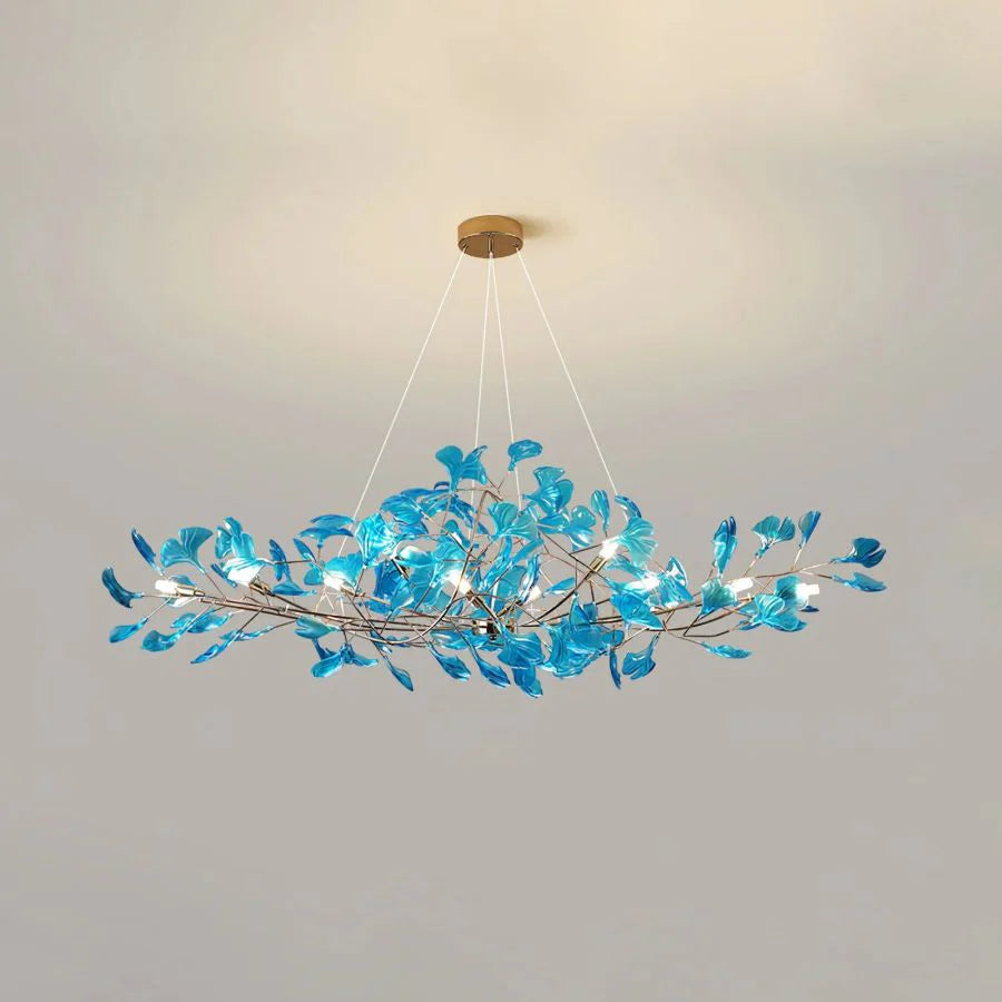 Colorful Glass Ginkgo Leaf Chandelier