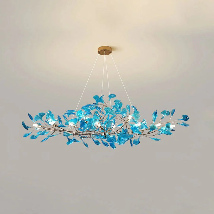 Colorful Glass Ginkgo Leaf Chandelier