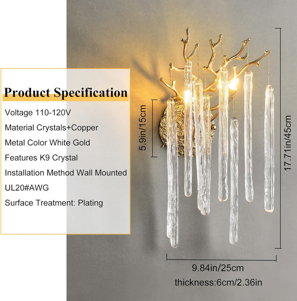 Crystal Gold Wall Sconce 17.7"H