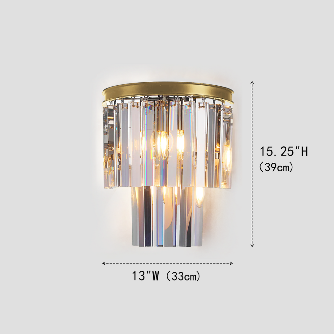 Della Tedem 2-Tier Crystal Semi-Round Sconce