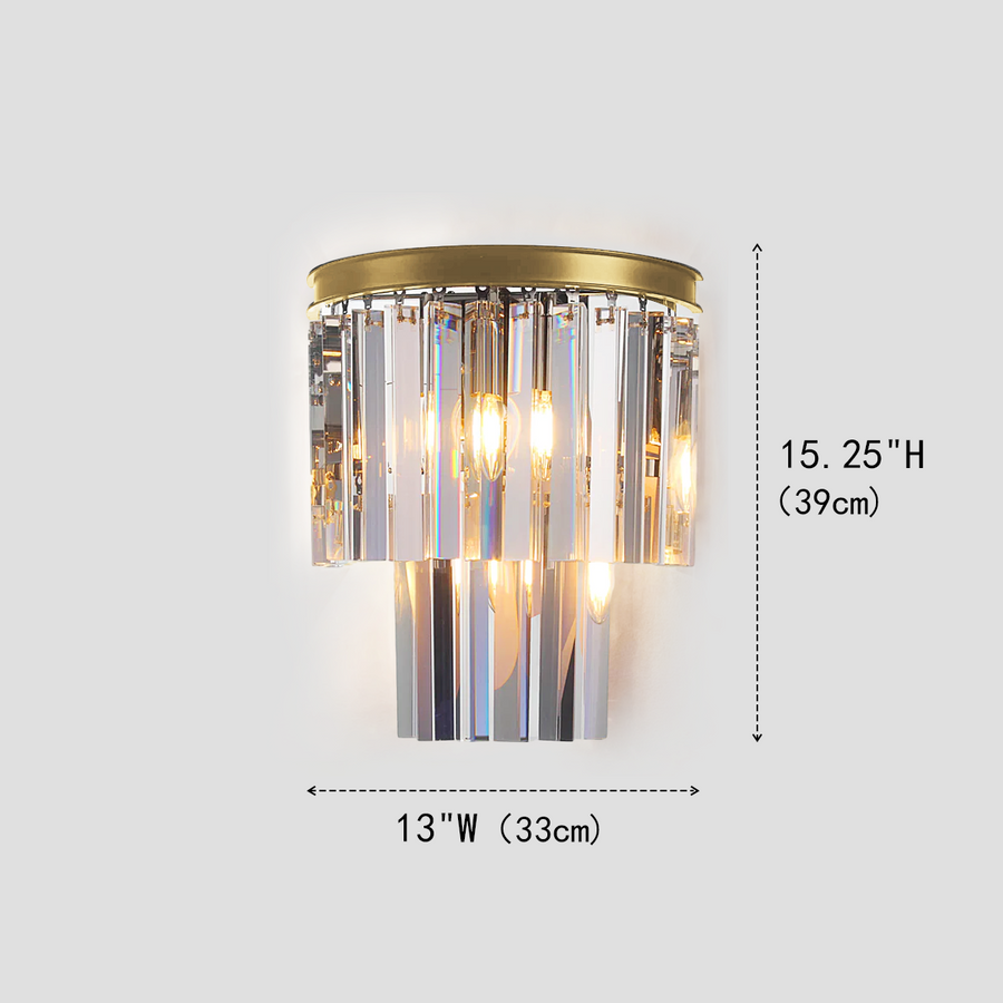 Della Tedem 2-Tier Crystal Semi-Round Sconce