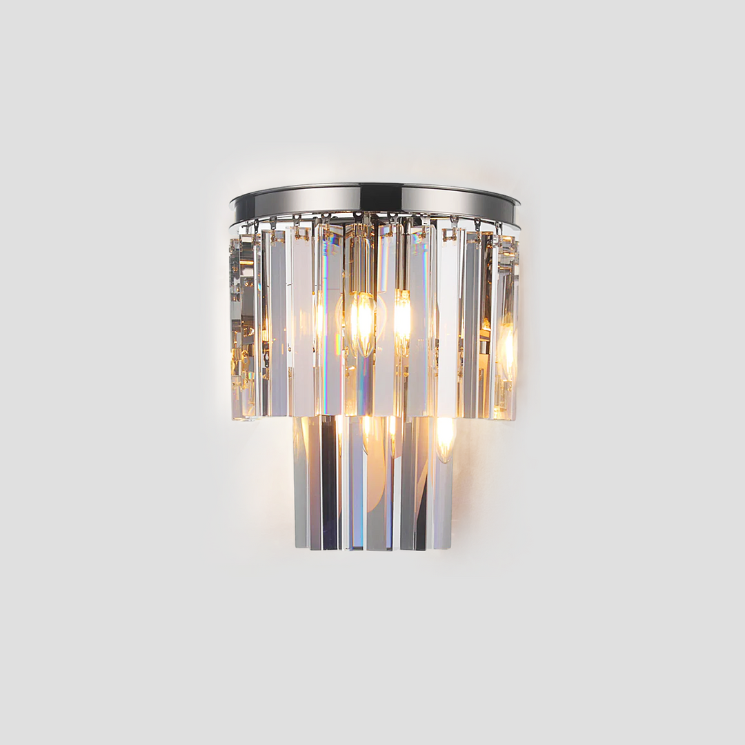 Della Tedem 2-Tier Crystal Semi-Round Sconce