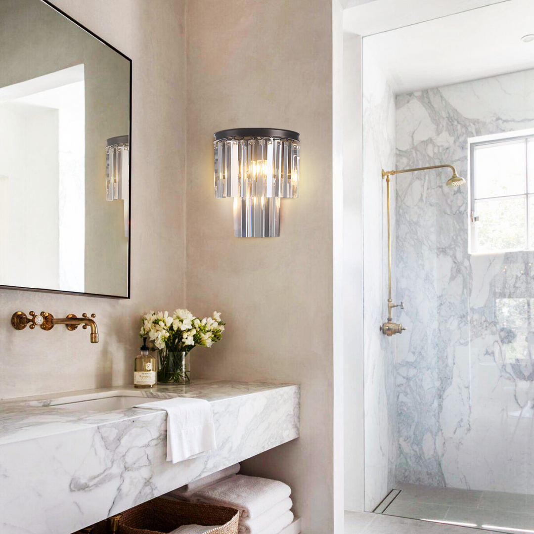 Della Tedem 2-Tier Crystal Semi-Round Sconce