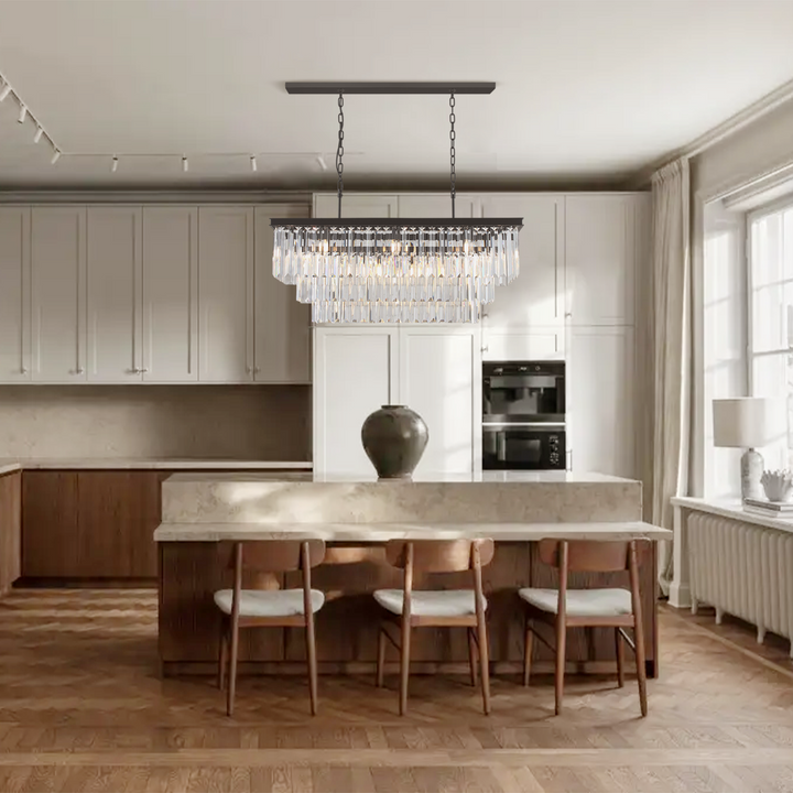 Della Tedem 3-Tier Crystal Rectangular Chandelier