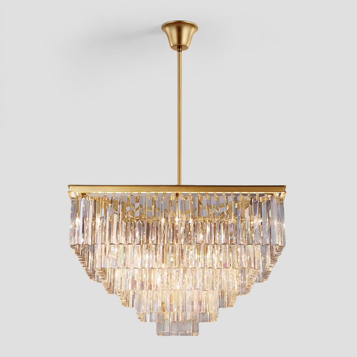 Della Tedem 5-Tier Crystal Square Chandelier